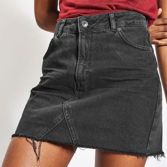 Casual High Waist Denim Jeans Skirt
