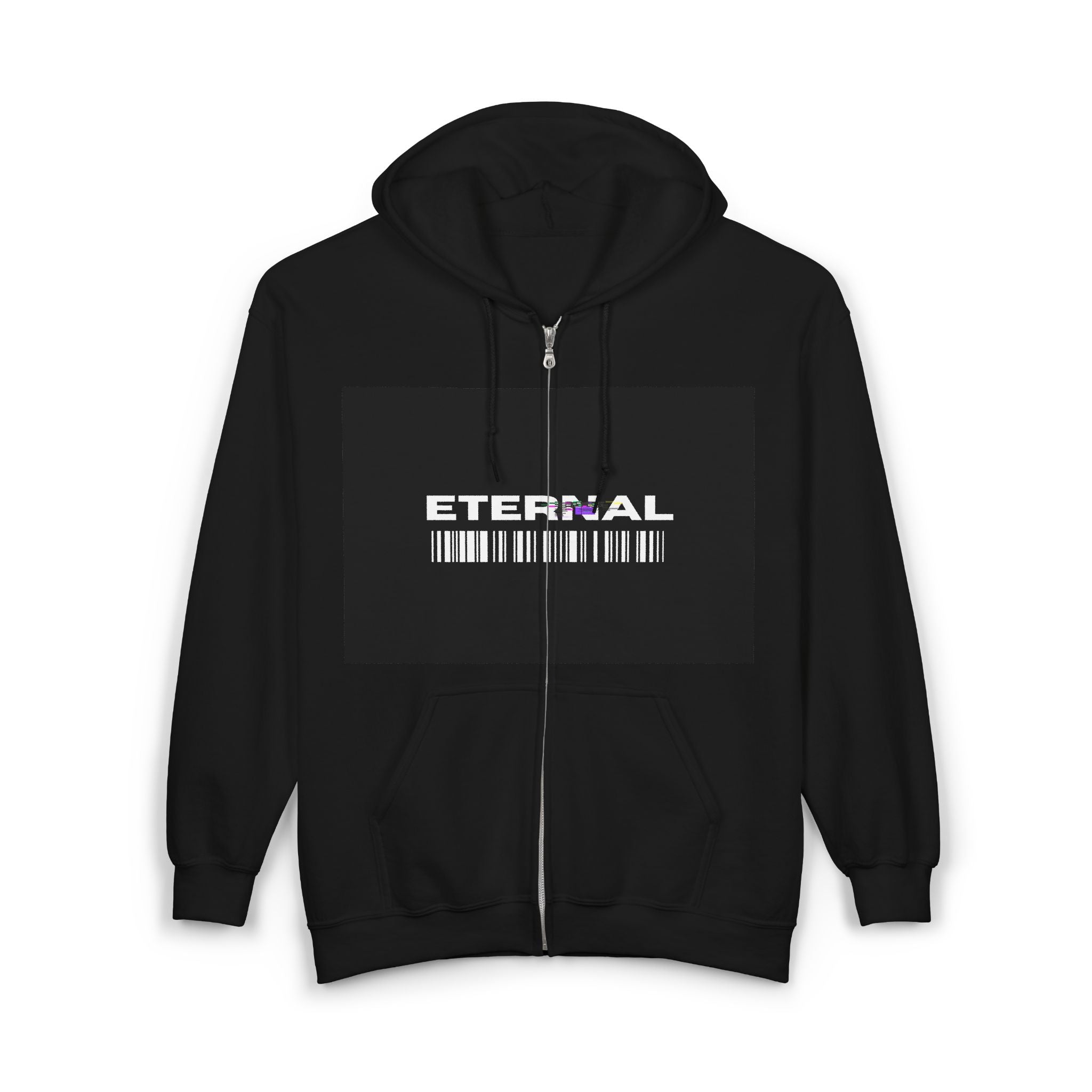 Eternal Barcode Unisex Zip Hoodie, Cozy Streetwear, Perfect for Gifts, Everyday Style, Casual Layering, Unique Graphic Design