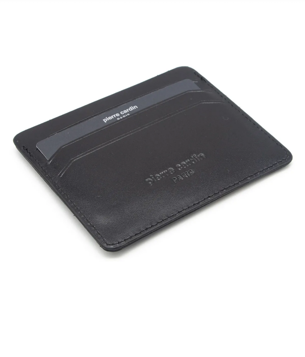 Pierre Cardin Unisex Black Leather Card Holder