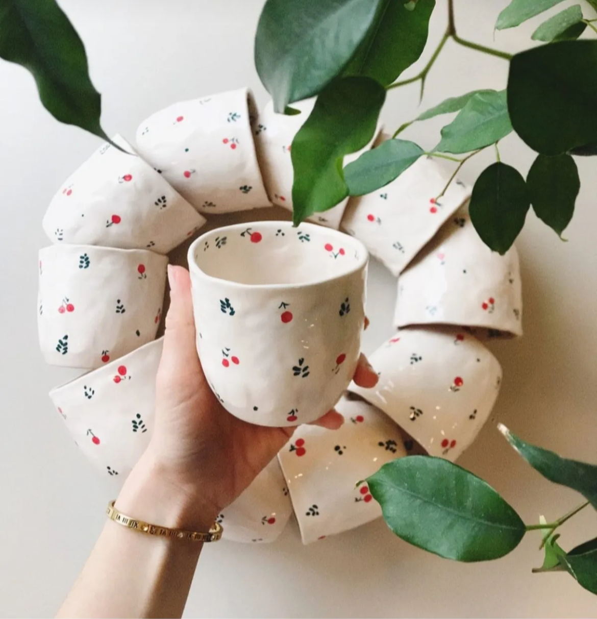 Handmade Cherry Delight – Artisan Ceramic Mug