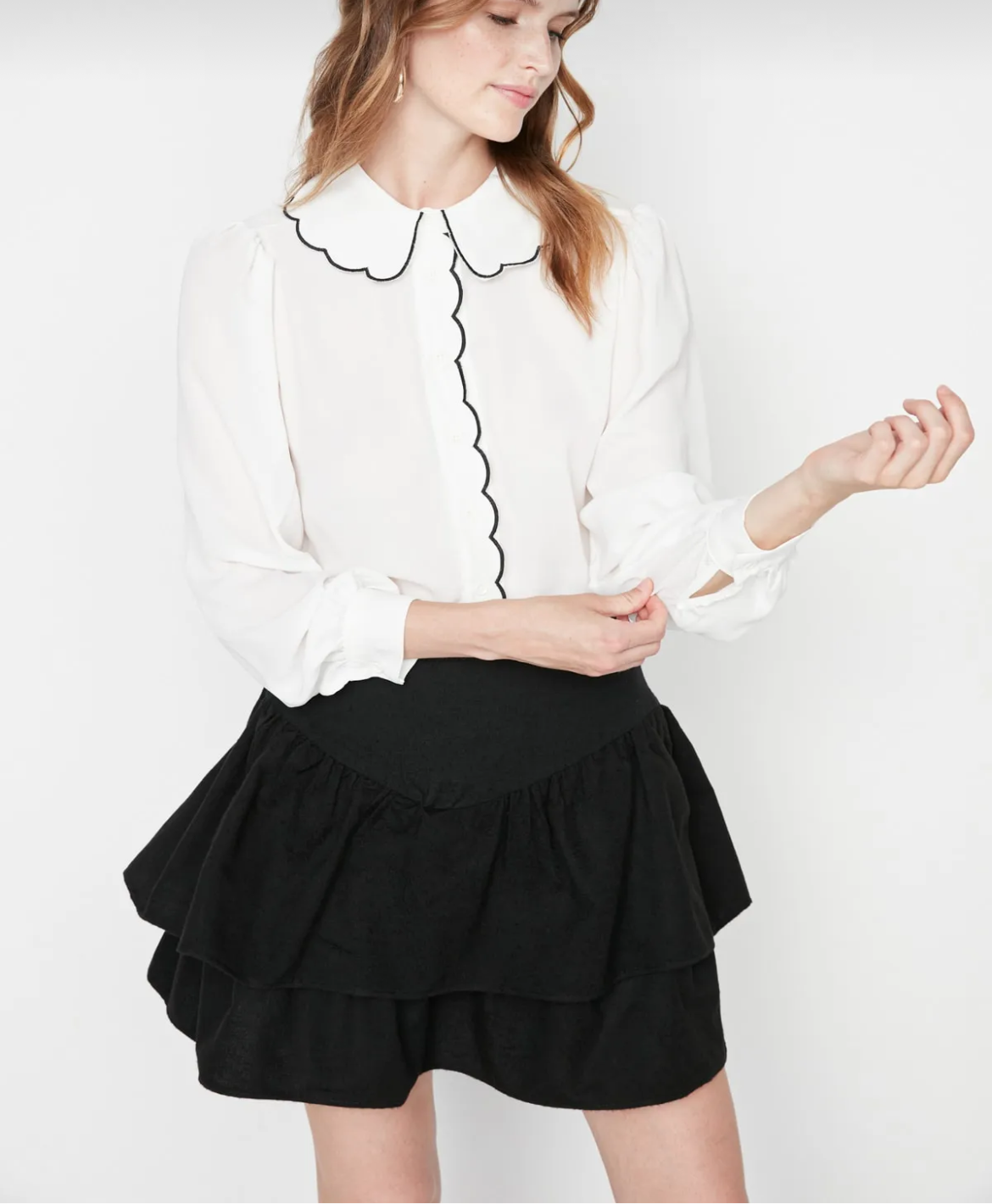 Elegant Threads White Woven Shirt – Embroidered Charm
