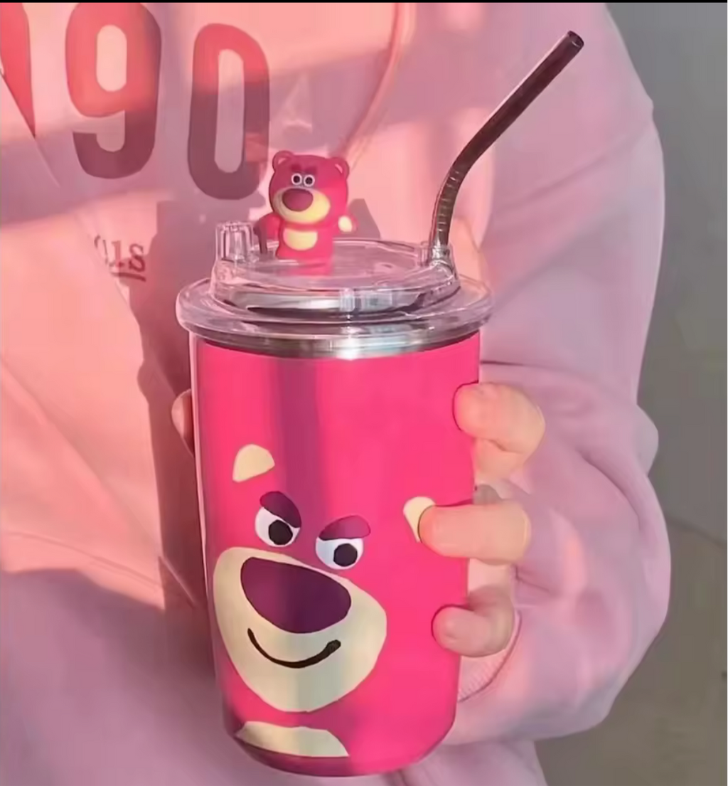 Disney Toy Story Lotso Stainless Steel Vacuum Cup with Straw – 304 Grade