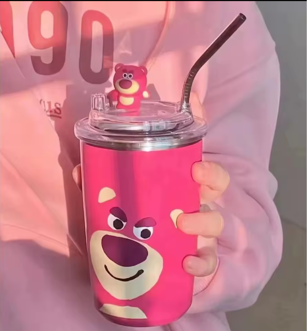 Disney Toy Story Lotso Stainless Steel Vacuum Cup with Straw – 304 Grade