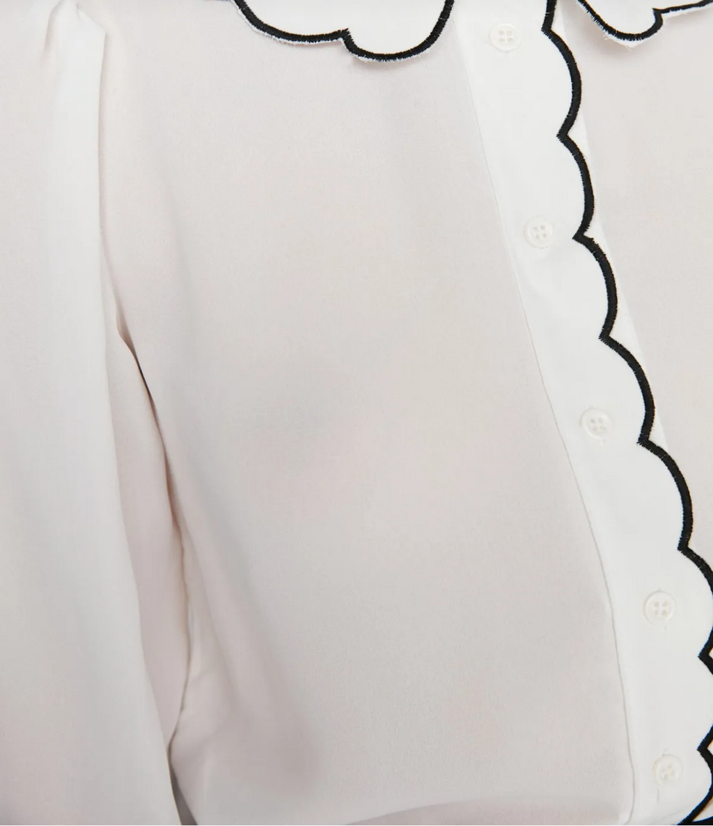 Elegant Threads White Woven Shirt – Embroidered Charm