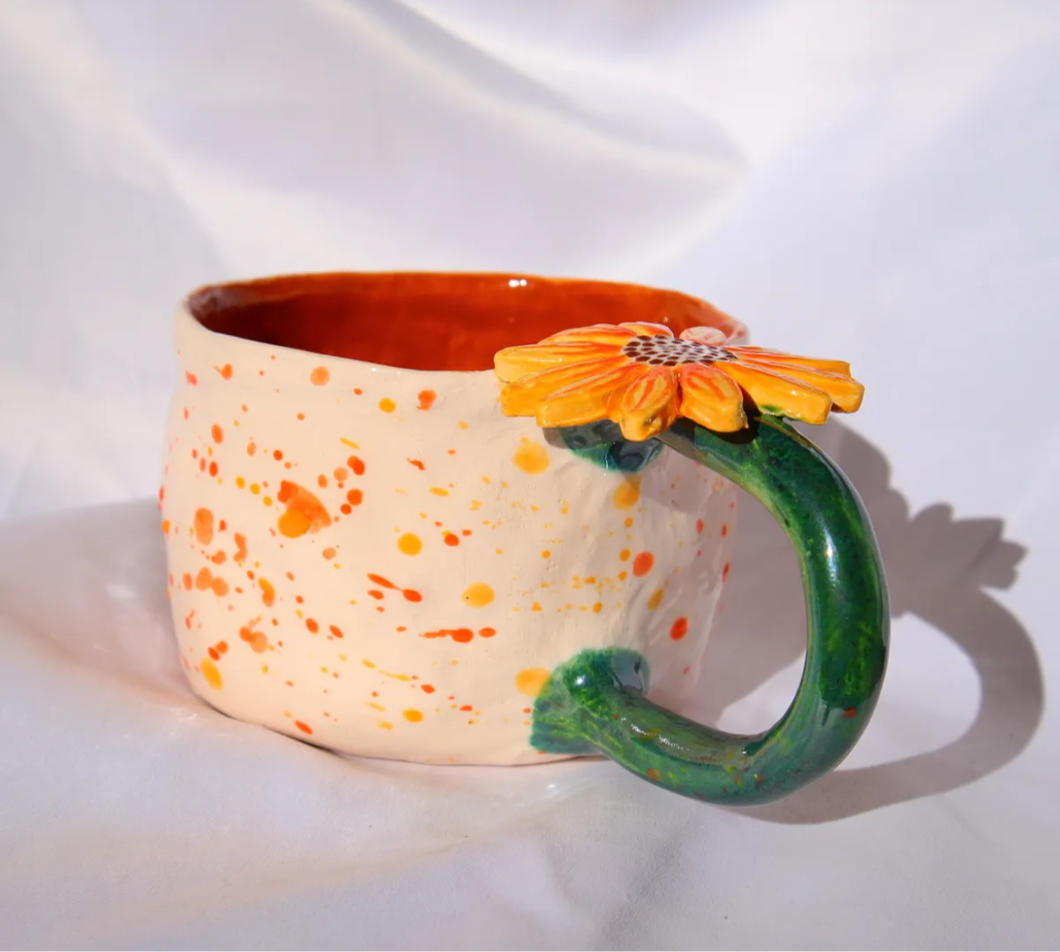 Sunflower Bloom – Handmade Floral Ceramic Mug