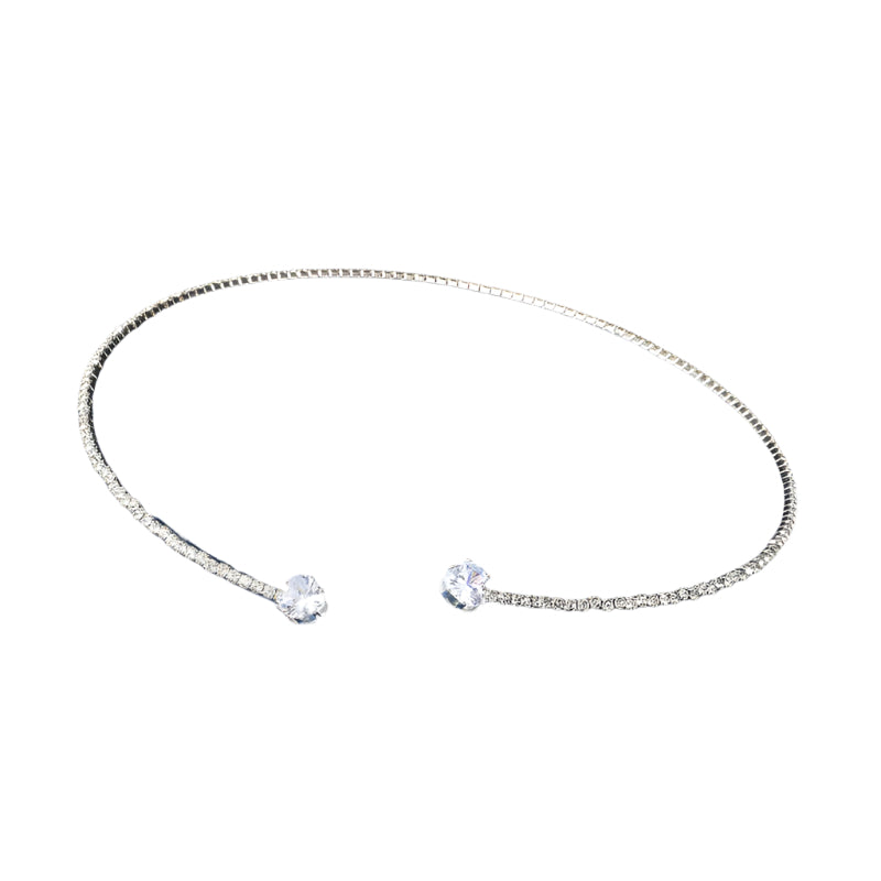 GlimmerHeart: Silver Rhinestone Choker – Bold, Elegant, Unforgettable
