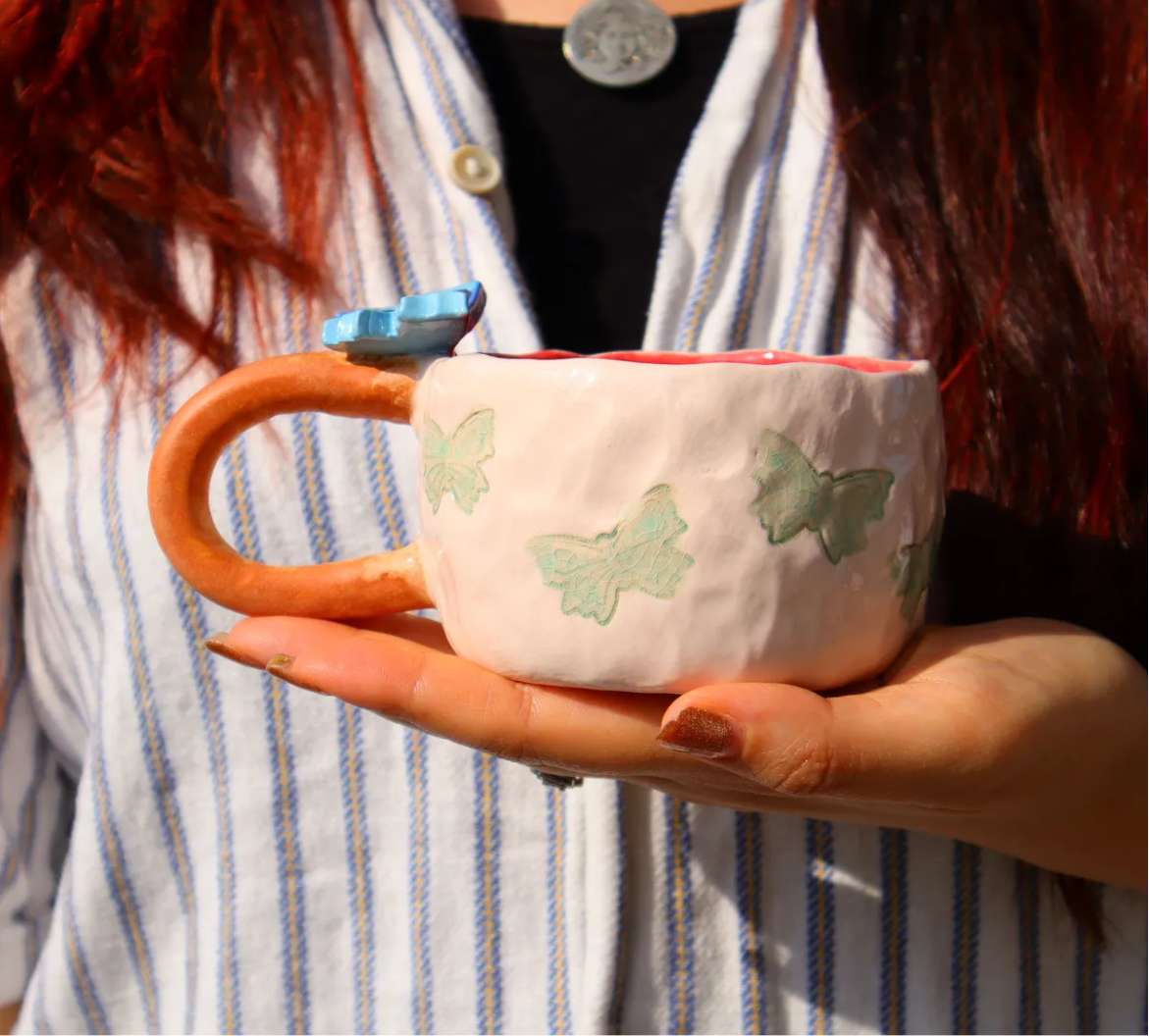 Flutter Charm – Handmade Butterfly Ceramic Mug (200ml)