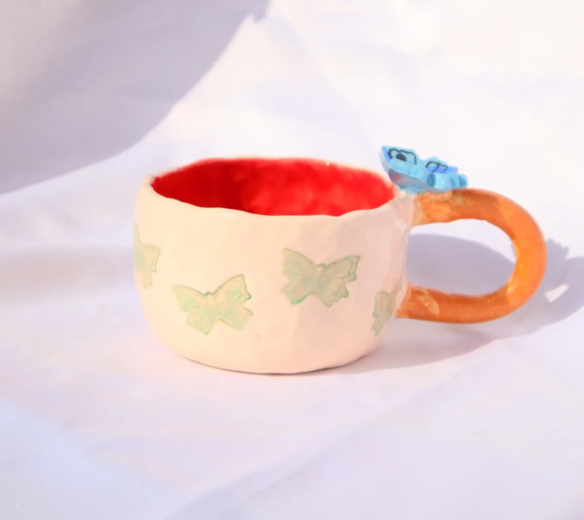 Flutter Charm – Handmade Butterfly Ceramic Mug (200ml)