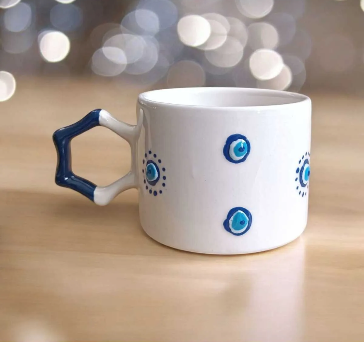 Evil Eye Charm Mug – Embroidered Elegance in Every Sip
