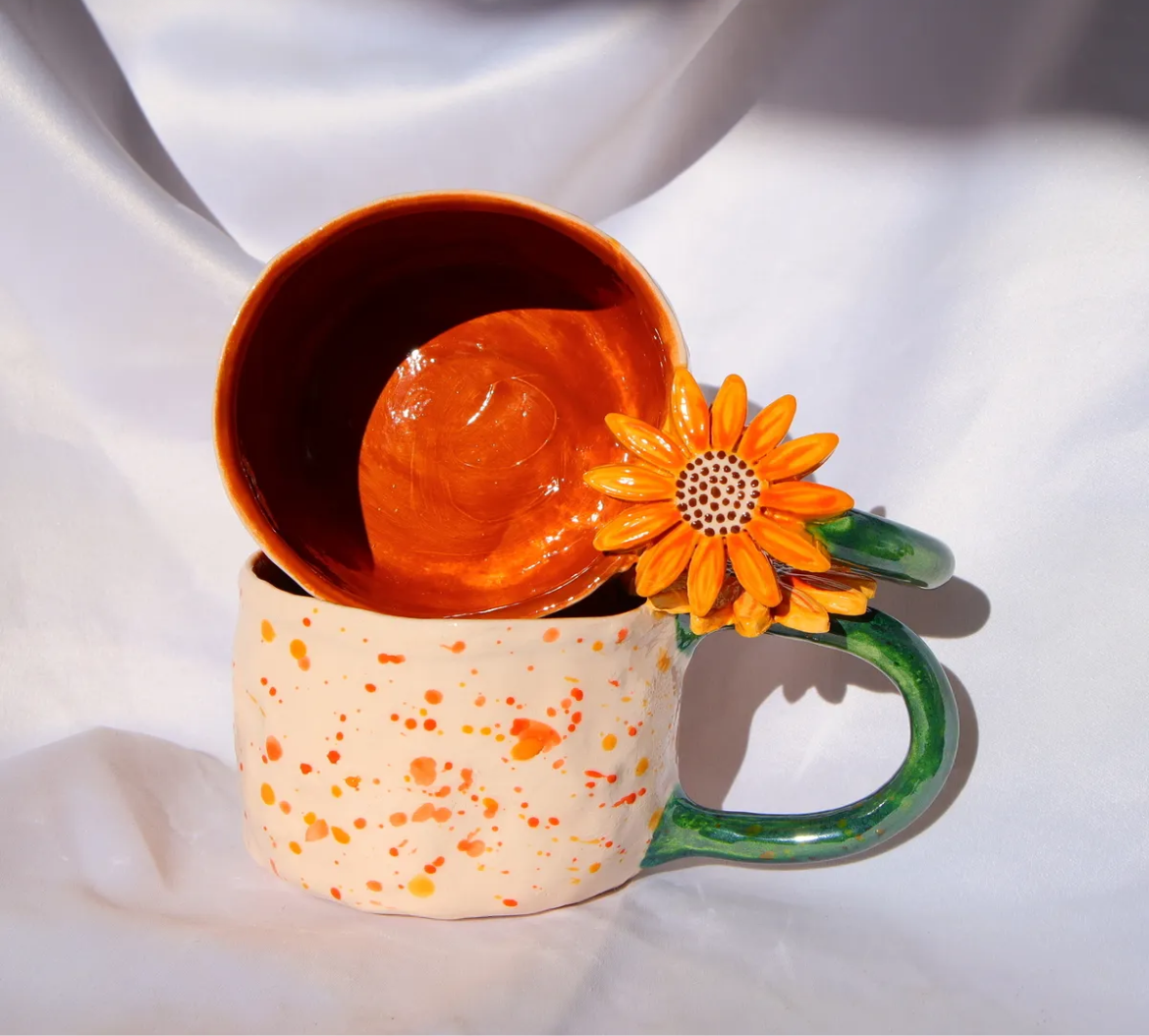 Sunflower Bloom – Handmade Floral Ceramic Mug