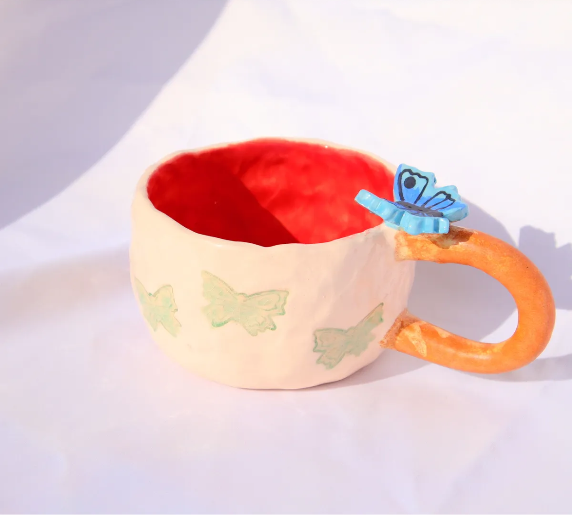 Flutter Charm – Handmade Butterfly Ceramic Mug (200ml)