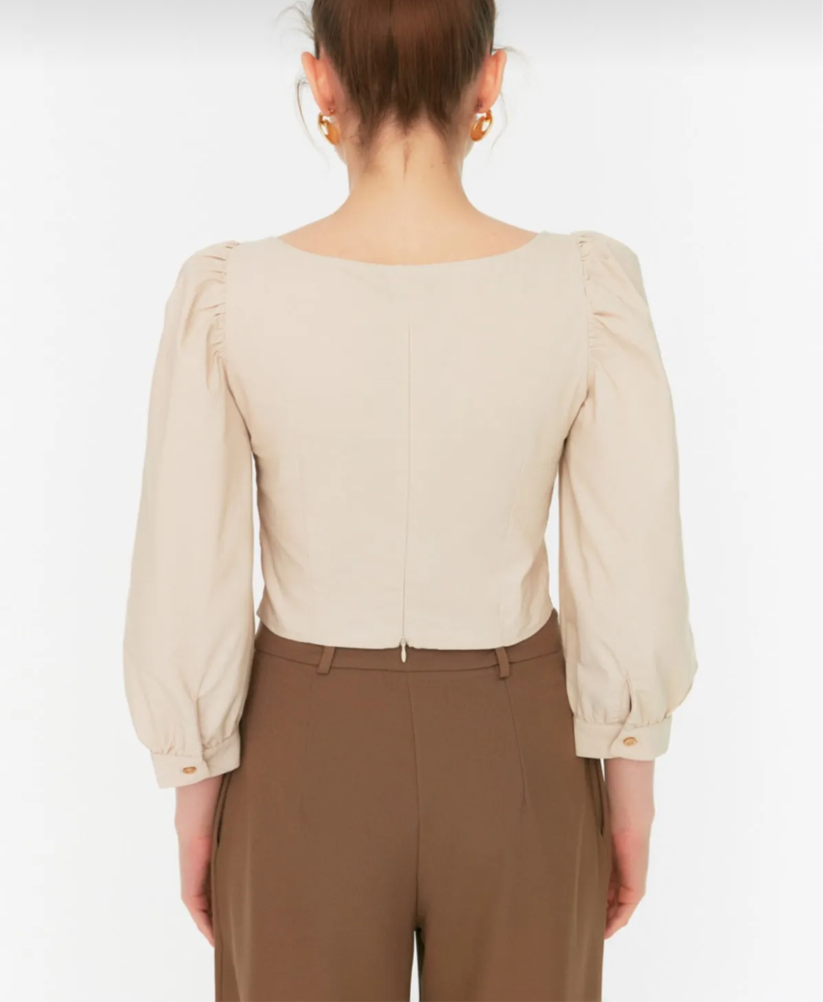 Chic Square-Collar Balloon Sleeve Woven Blouse