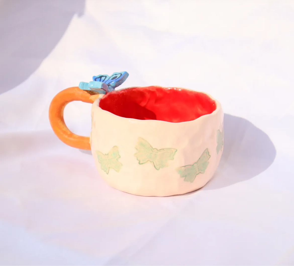 Flutter Charm – Handmade Butterfly Ceramic Mug (200ml)