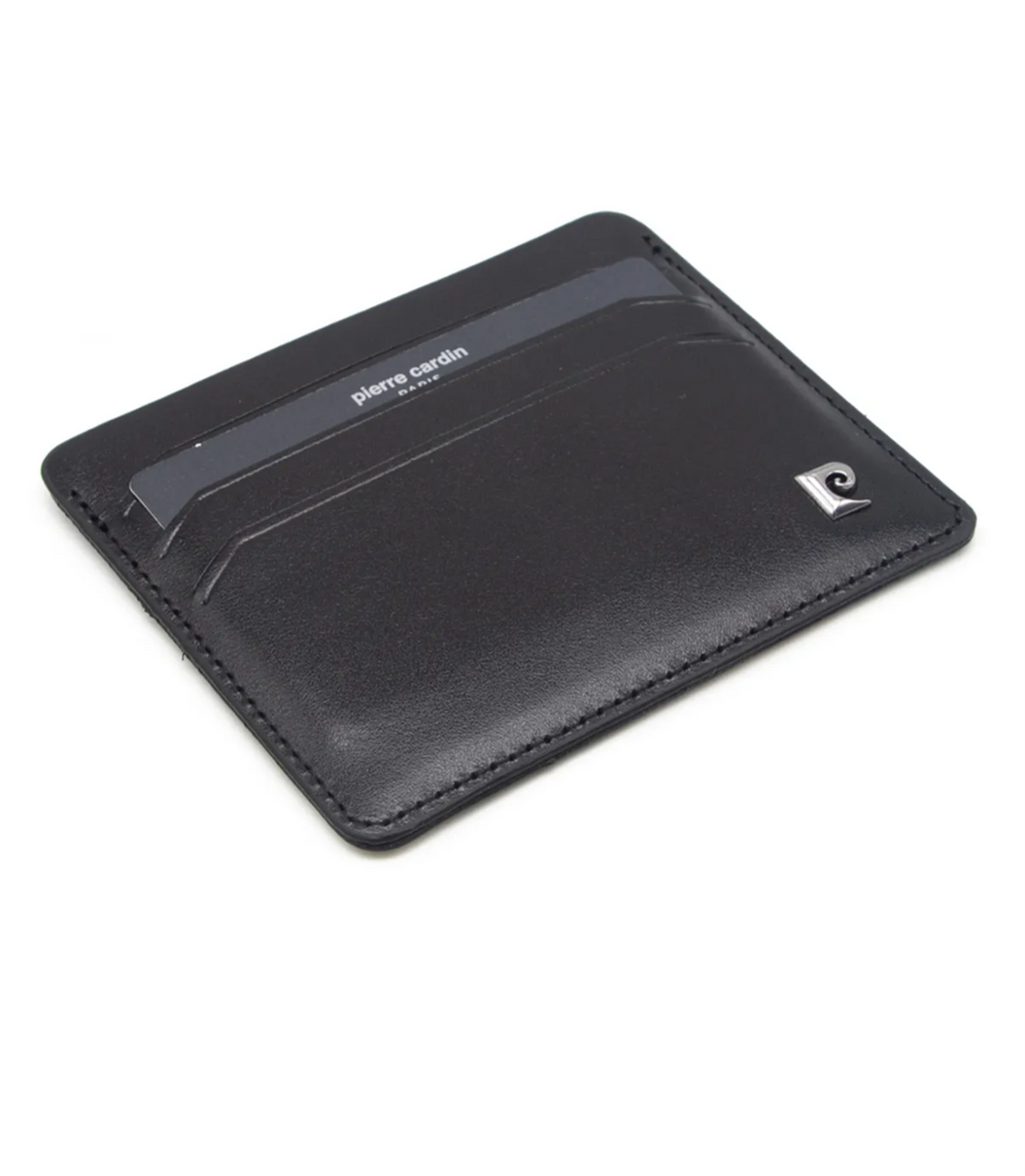 Pierre Cardin Unisex Black Leather Card Holder