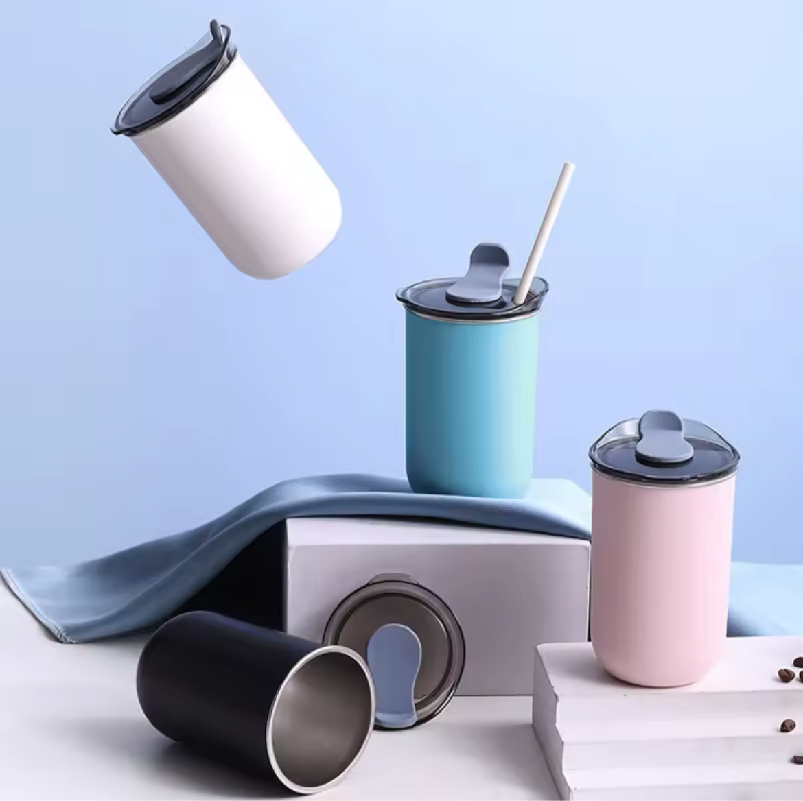 Stainless Steel Insulated Coffee Mug with Lid – 300ml