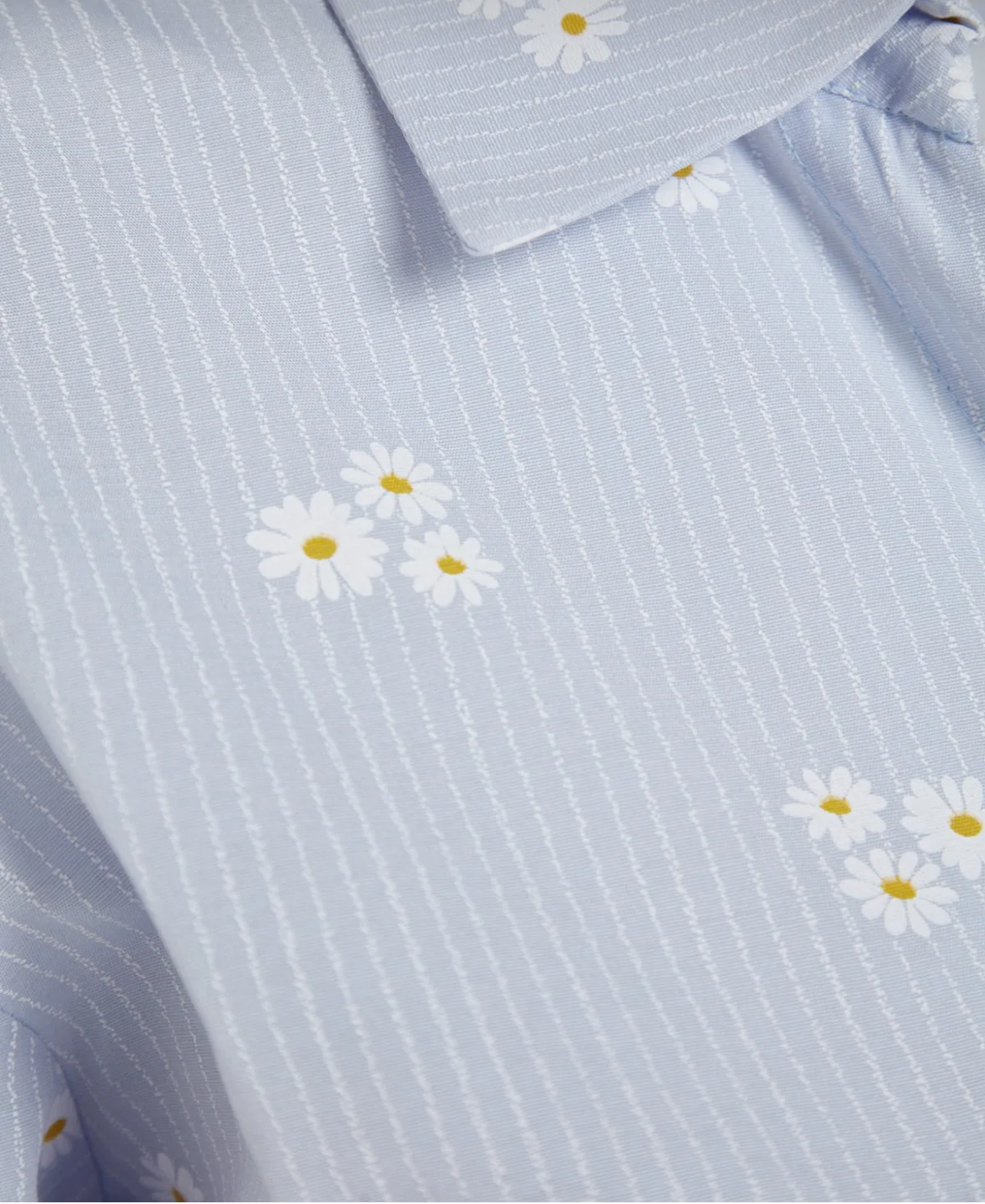 Bloom & Stripes Oversized Cotton Shirt – Blue Floral Edition