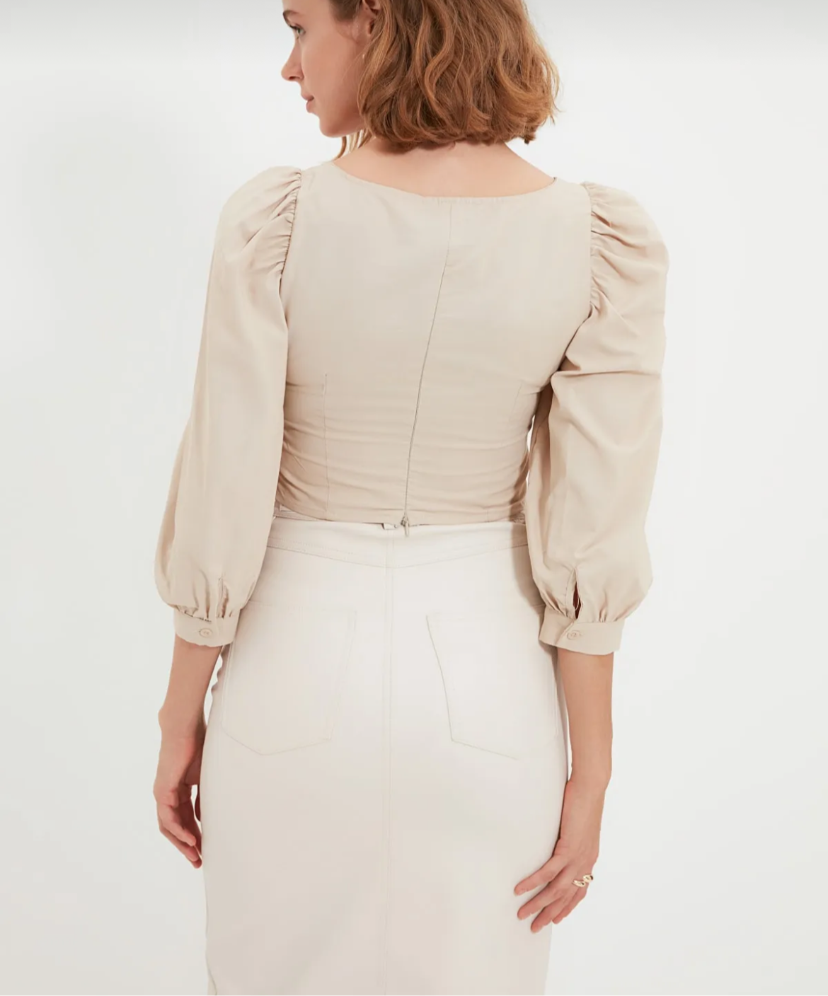 Chic Square-Collar Balloon Sleeve Woven Blouse