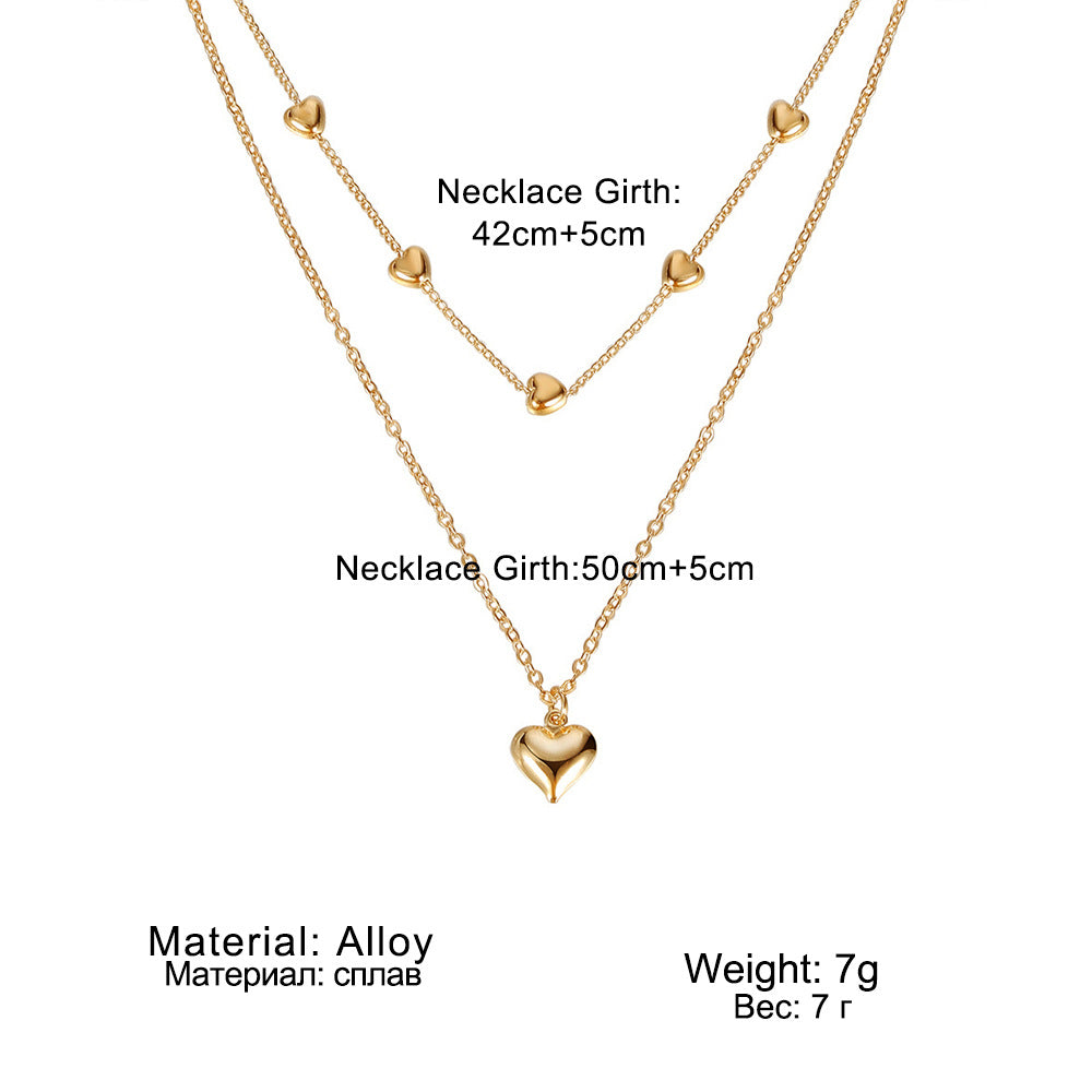 Double-Layer Heart Pendant Necklace