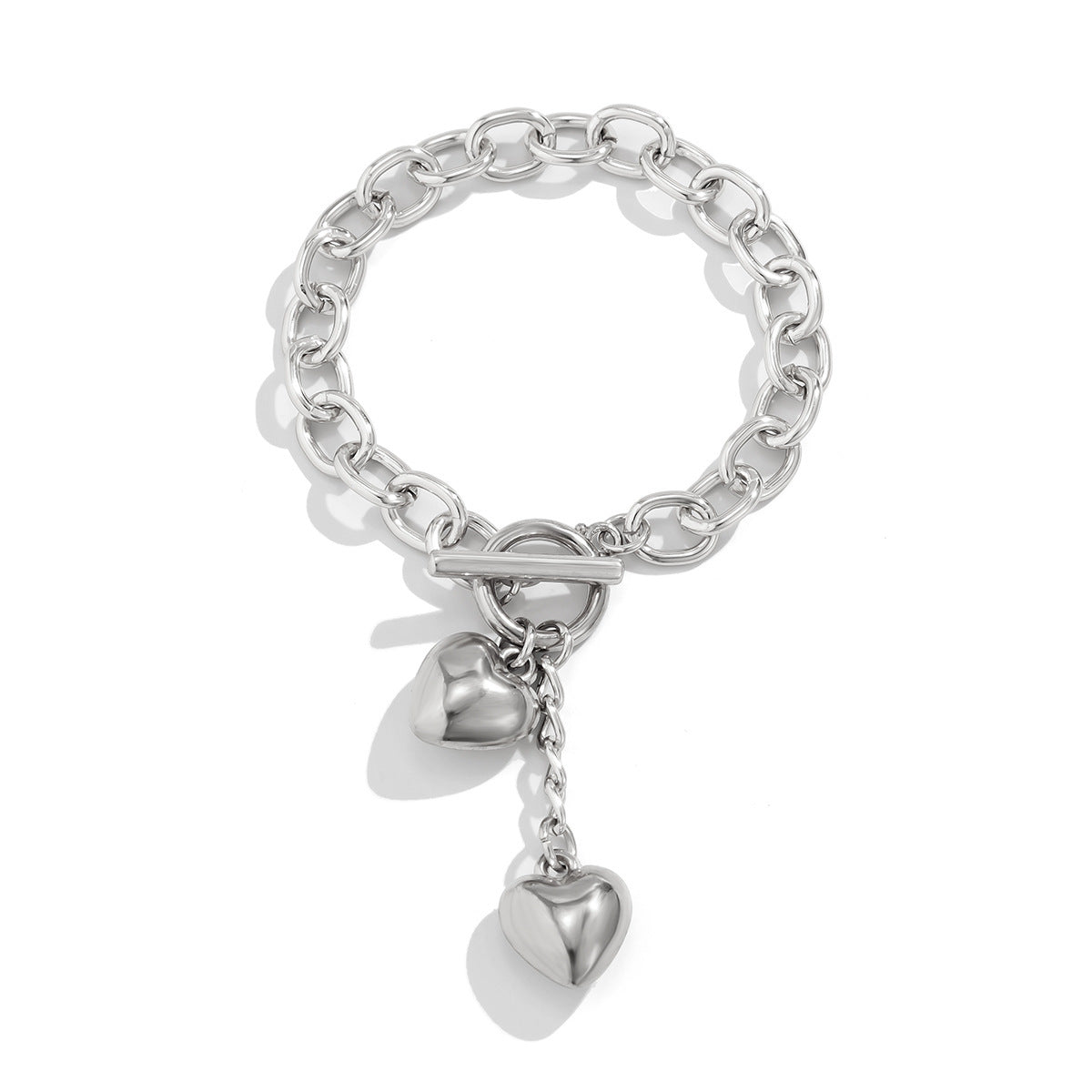 Locked in Style: Chunky Chain Necklace with Shiny Lock & Key Charm