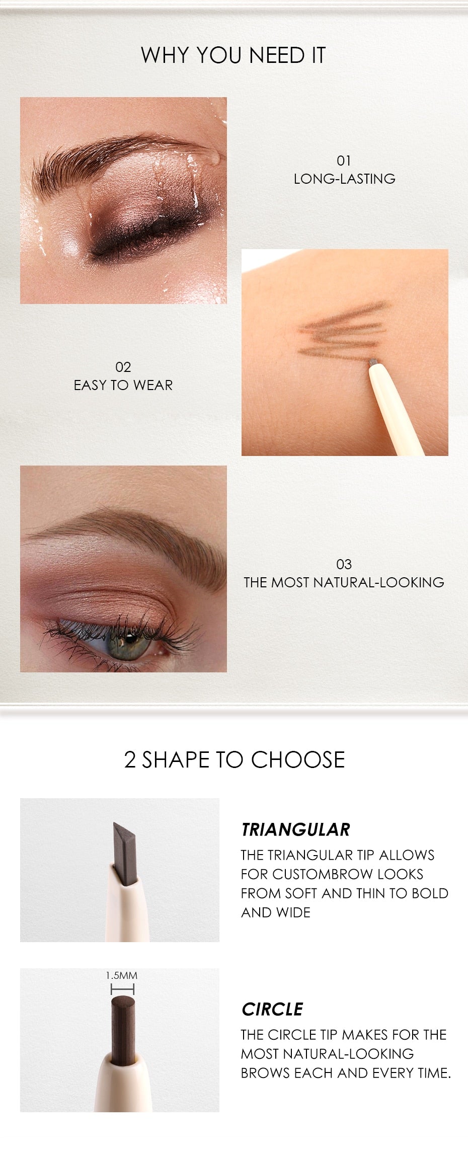 Eyebrow Pencil  Long Lasting Tint 4 Color