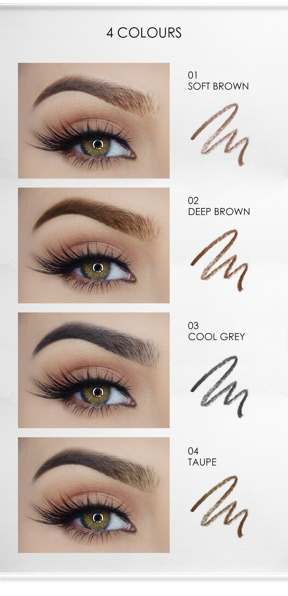 Eyebrow Pencil  Long Lasting Tint 4 Color