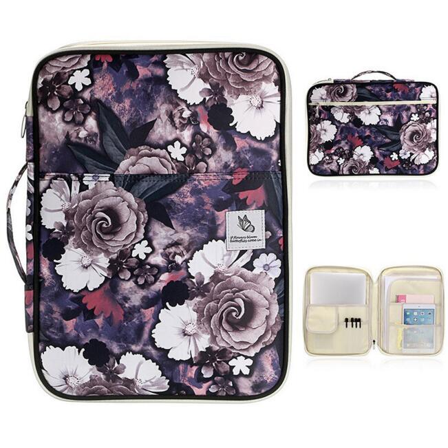 Canvas Multi-functional Waterproof A4 Document Bags Filing Products Notebooks Pens Computer Portable Storage Bag For Men Women