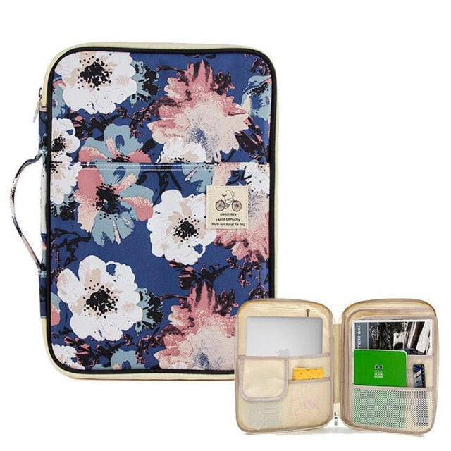 Canvas Multi-functional Waterproof A4 Document Bags Filing Products Notebooks Pens Computer Portable Storage Bag For Men Women