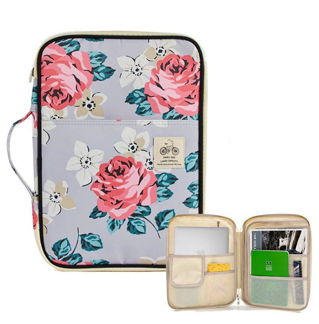 Canvas Multi-functional Waterproof A4 Document Bags Filing Products Notebooks Pens Computer Portable Storage Bag For Men Women