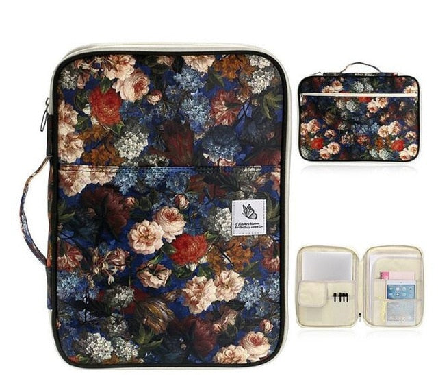 Canvas Multi-functional Waterproof A4 Document Bags Filing Products Notebooks Pens Computer Portable Storage Bag For Men Women