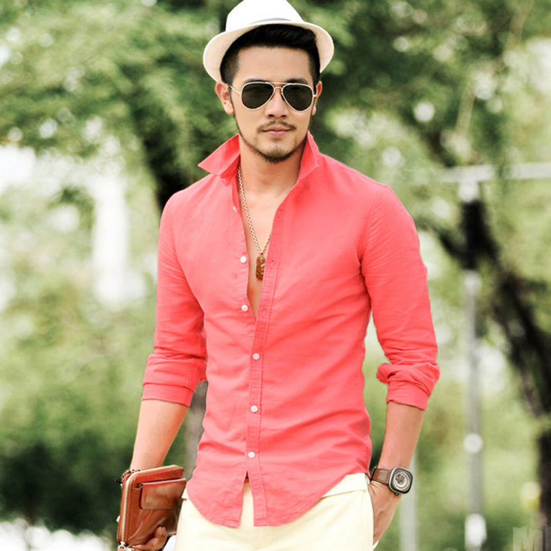 Casual Hawaiian Shirts,  Slim Fit,  Long Sleeve Shirts For Men