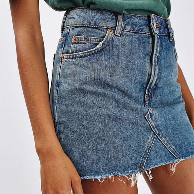 Casual High Waist Denim Jeans Skirt